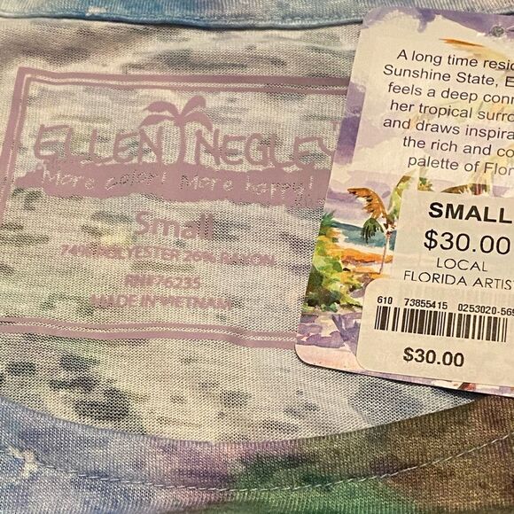 ELLEN NEGLEY Womens Small Printed Summer Top - Picture 5 of 8